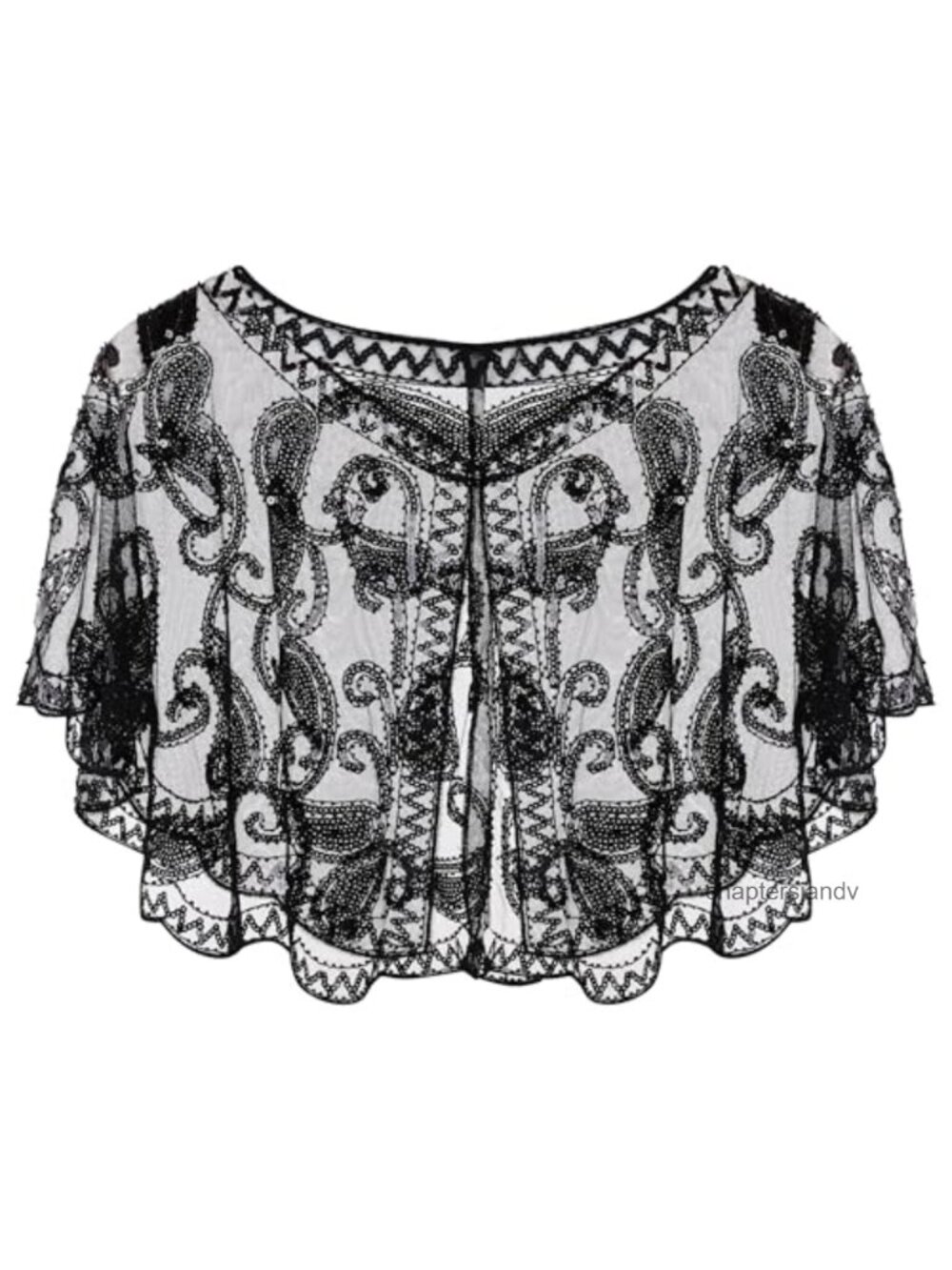 1920s Flapper Shawl Wraps Sequin Beaded Evening Cape Bridal Cover Up